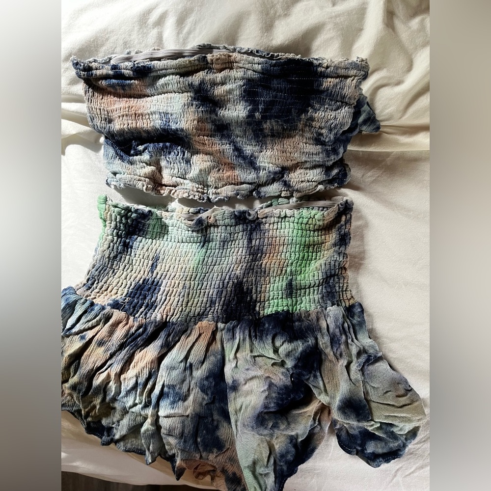 étophe studios blue/green tie dye two piece set size small